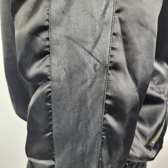 Baby Phat Womens Bomber Jacket Black Metallic Full Zip Cat Smocked Waist XL - Picture 9 of 13